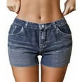 thumbnail image 1 of Women's Stretch Denim Shorts Mid Rise Casual Summer Shorts Seamless Comfortable, 1 of 8