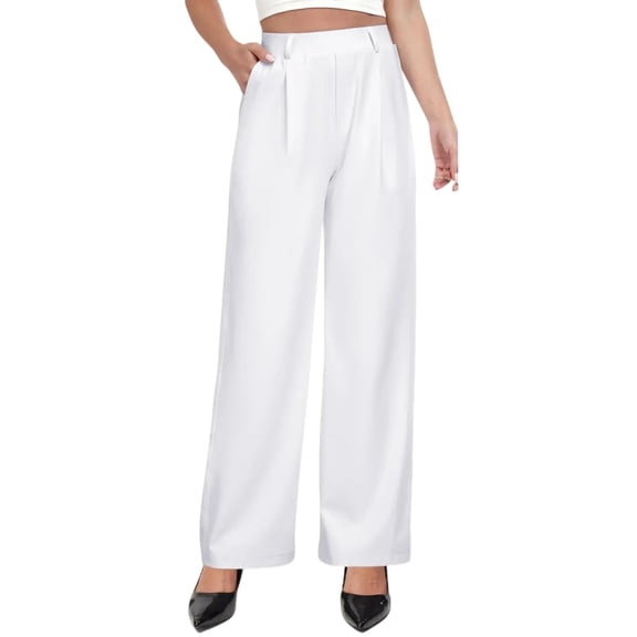 Women's Stretch Dress Pants - Business Casual Work Trousers With Pockets, White Size XL