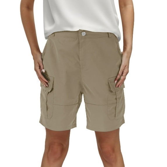 JIKNTTR Comfort Women's Shorts For Women Womens Shorts For Summer Shorts Solid Color Pocket Cargo Pants Casual High Waist Hot Pants Daily Work Trouser Shorts