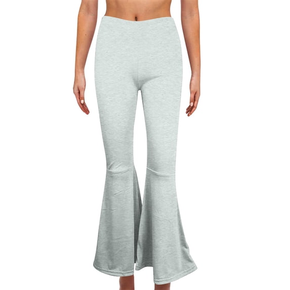 Women's Stretch Flare Leggings Fashion Solid Color Tights Casual Boot Cut Dance Yoga Pants Gray S