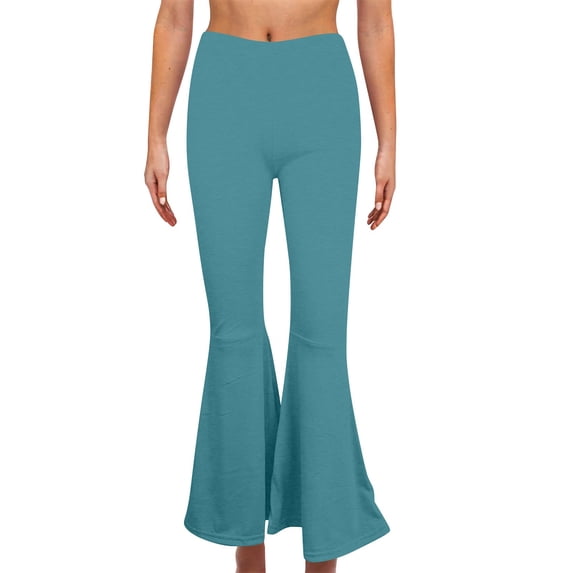 Women's Stretch Flare Leggings Fashion Solid Color Tights Casual Boot Cut Dance Yoga Pants Green XS