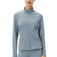 thumbnail image 1 of Women's Stretch Full-Zip Jacket Autumn Winter Plush Yoga Jacket Sports Running Fitness Clothes - Blue, 1 of 5
