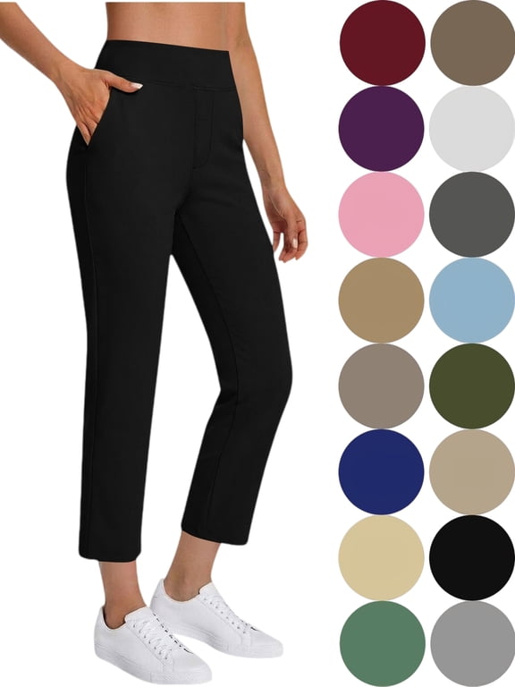 Women's Stretch Golf Pants Ankle Length Travel Trousers for Sports and Casual Wear