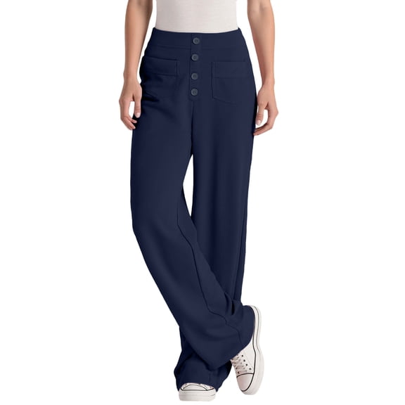 Women's Stretch High Waist Office Trousers Straight Leg Work Pants with Pockets Business Casual