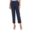 thumbnail image 1 of Women's Stretch-Jacquard Polka-Dot Straight-Leg Cropped Pants Kasper Navy Multi 6, 1 of 1