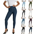 thumbnail image 1 of Women's Stretch Jeggings with Front Pockets Mid Rise Skinny High Waisted Tummy Control Faux Jeans Pants Plus Size Army Green Pant,Size S-3XL, 1 of 10