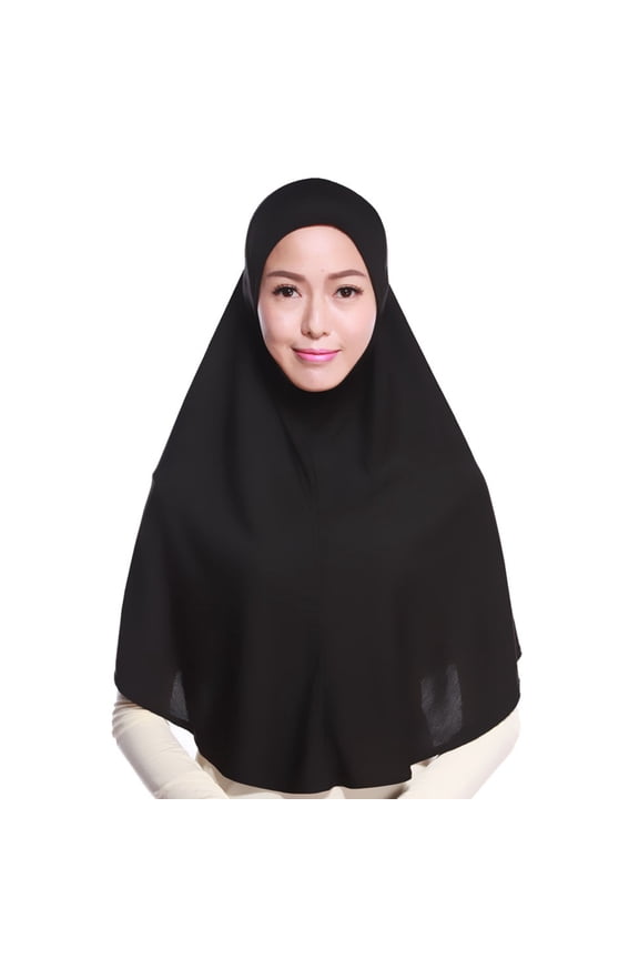 Women's Stretch Jersey Hijab Scarf - Soft Breathable Modest Headwrap for Muslim Women,Full Coverage Inner Cap Friendly Shawl for Daily Wear,Prayer & Layering Black One Size