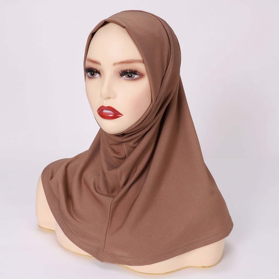 Women's Stretch Jersey Hijab Scarf - Soft Breathable Modest Headwrap for Muslim Women, Full Coverage Inner Cap Friendly Shawl for Daily Wear, Prayer & Layering - Khaki
