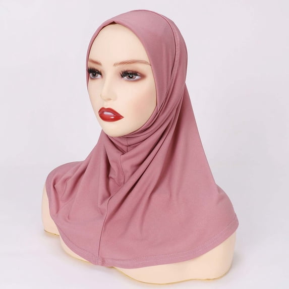 Women's Stretch Jersey Hijab Scarf - Soft Breathable Modest Headwrap for Muslim Women, Full Coverage Inner Cap Friendly Shawl for Daily Wear, Prayer & Layering - Pink
