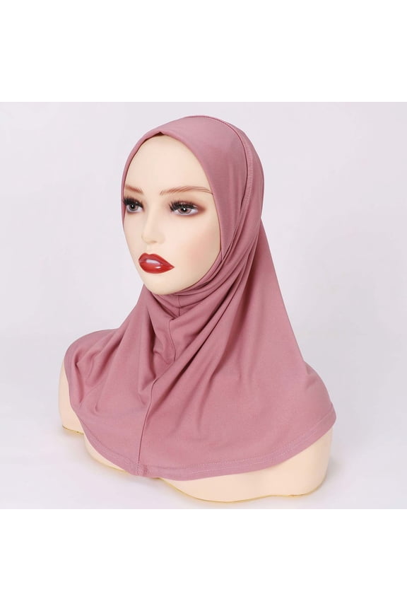 Women's Stretch Jersey Hijab Scarf - Soft Breathable Modest Headwrap for Muslim Women, Full Coverage Inner Cap Friendly Shawl for Daily Wear, Prayer & Layering - Pink