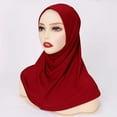 thumbnail image 1 of Women's Stretch Jersey Hijab Scarf - Soft Breathable Modest Headwrap for Muslim Women, Full Coverage Inner Cap Friendly Shawl for Daily Wear, Prayer & Layering - Red, 1 of 9