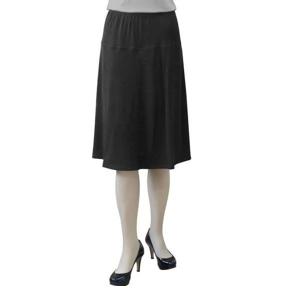 Women's Stretch Knit Fit and Flare A-Line 26" Below the Knee Length Skirt