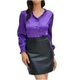 thumbnail image 1 of Women's PU Leather Skirt Hip Package High Waisted Stretchy Mini A-Line Wear to Work Pencil Short Skirts, 1 of 7