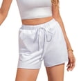 thumbnail image 1 of Women's Stretch Lounge Travel Shorts Elastic Waist Comfy Workout Shorts with Pockets, White, M, 1 of 9