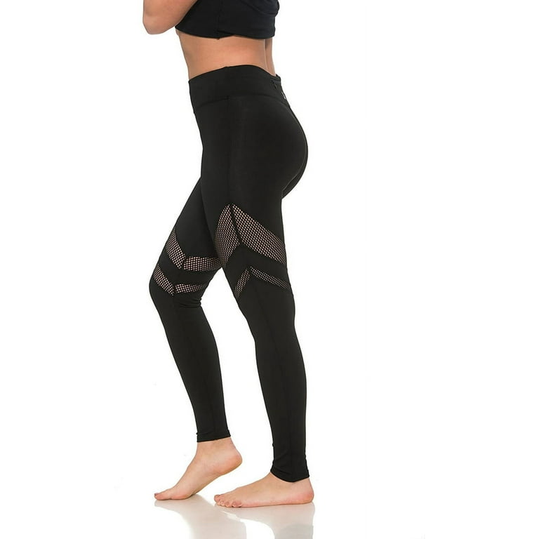 Women's Stretch Mesh High Waisted Tummy Control Workout Leggings