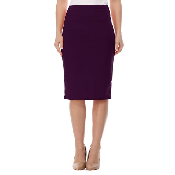 Women's Stretch Midi Pencil Skirt with Elastic Waist - Perfect for Office Wear, Sizes S-XL