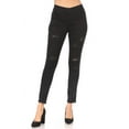 thumbnail image 1 of Women's Stretch Pull On Jeans Ripped Distressed Skinny Denim Jeggings Size X-Large / Washed Black, 1 of 5