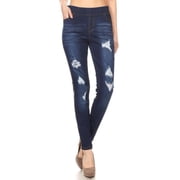 Womens Stretch Pull On Skinny Jeans Ripped Distressed Denim Jeggings Regular & Plus Size