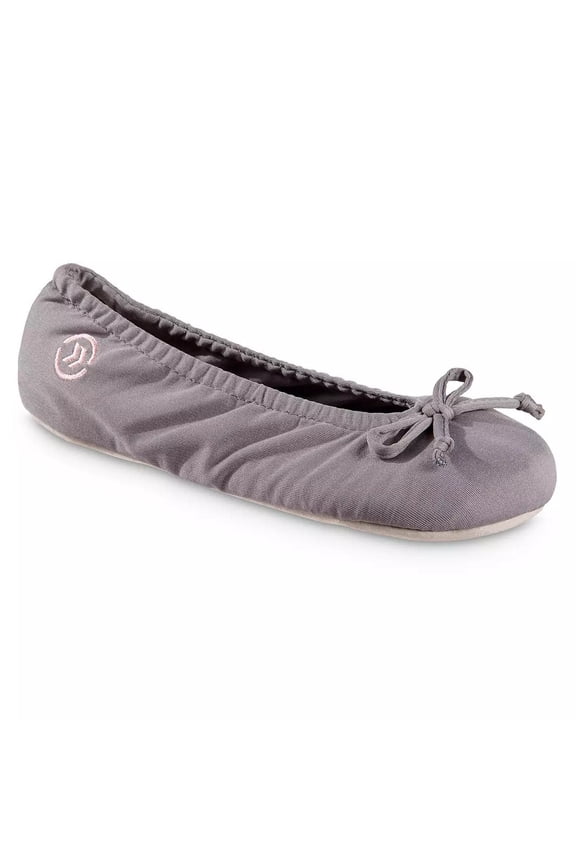 Women's Stretch Satin ECO Comfort Ballerina Slipper (Ash, M)