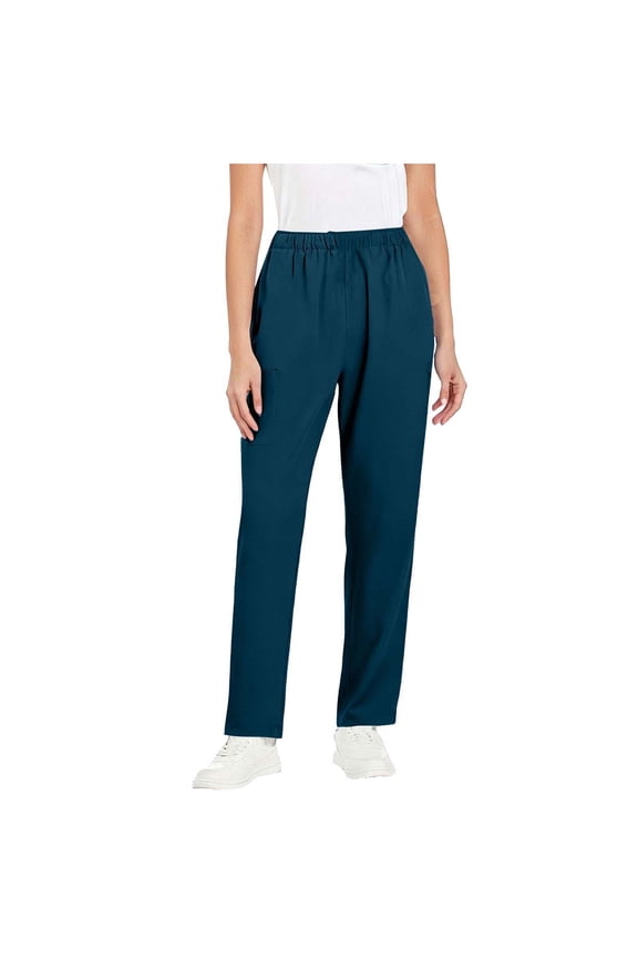 Women's Stretch Scrub Pants Elastic-Waist Nurse Trousers with Pockets Plus-size Straight Leg Medical Uniform