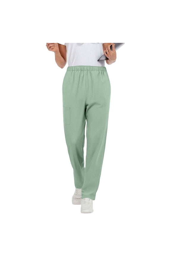 Women's Stretch Scrubs Pants Mid Rise Pull on Workwear Cargo Pocket Full Elastic Waist Comfy Nursing Worker Pants New Women Sweatpants Cargo Style B-1 Mint Green 5XL