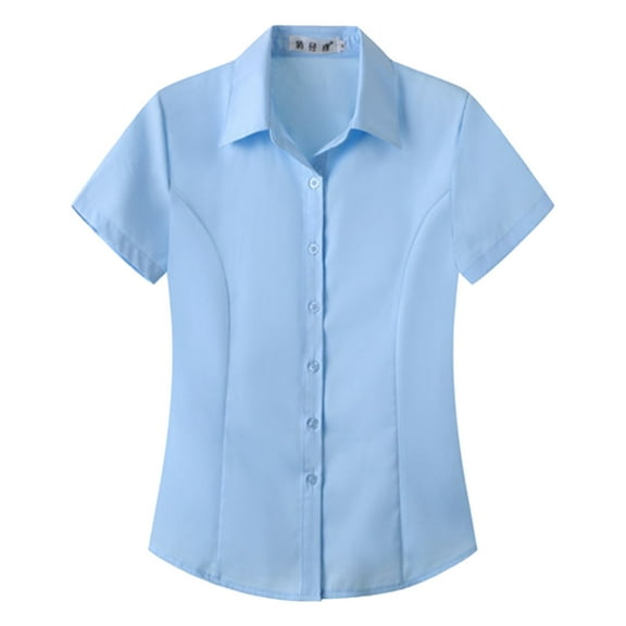Women's Stretch Slim Fit Shirt Short Sleeve Breathable Everyday Essential Sky Blue XXXXXXXL