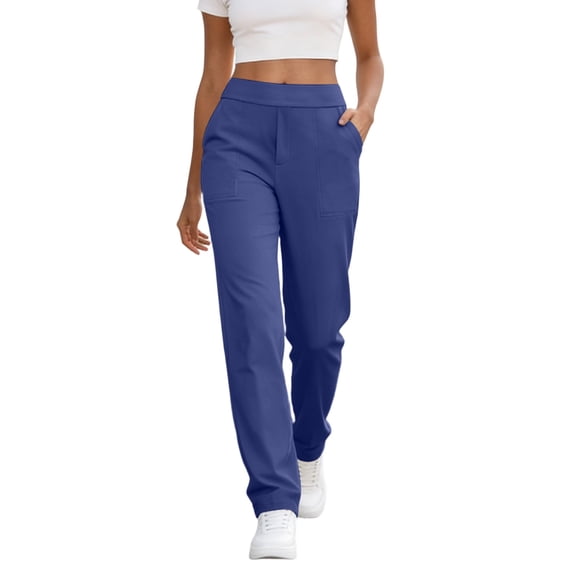 Women's Stretch Straight Leg Active Pants, Wide Elastic Waistband, Relaxed Fit