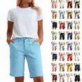 Women's Stretch Twill Bermuda Shorts with Pockets, Mid Rise Button ...