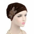 thumbnail image 1 of Women's Stretch Velvet Turban Hat Cancer Chemo Beanie Beaded Flower Hair Wrap Cap Headwear,Elegant Soft Velvet Turban Beanie with Beaded Flower Hat Chemo Cap Liner for Cancer Hair Loss Ladies, 1 of 4