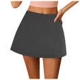 thumbnail image 1 of Women's Stretch Waist A Line Mini Skirt Solid Color High Waisted Sexy Slit Skirt Casual Comfortable Flowy Summer Outfit, 1 of 2
