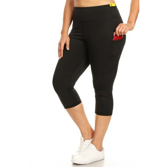 Women's Stretchy Active High Rise 5-Pocket Capri Leggings (Plus Size)