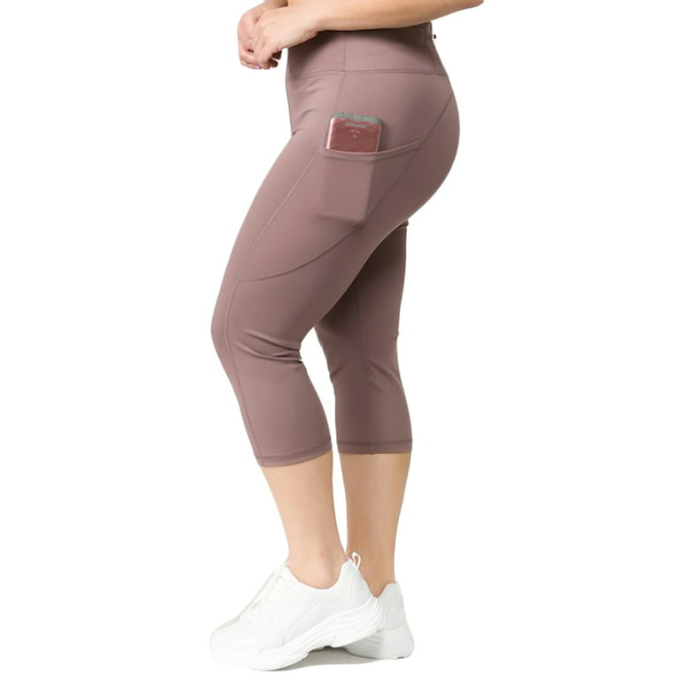 Women's Stretchy Active High Rise 5-Pocket Capri Leggings (Plus Size) 