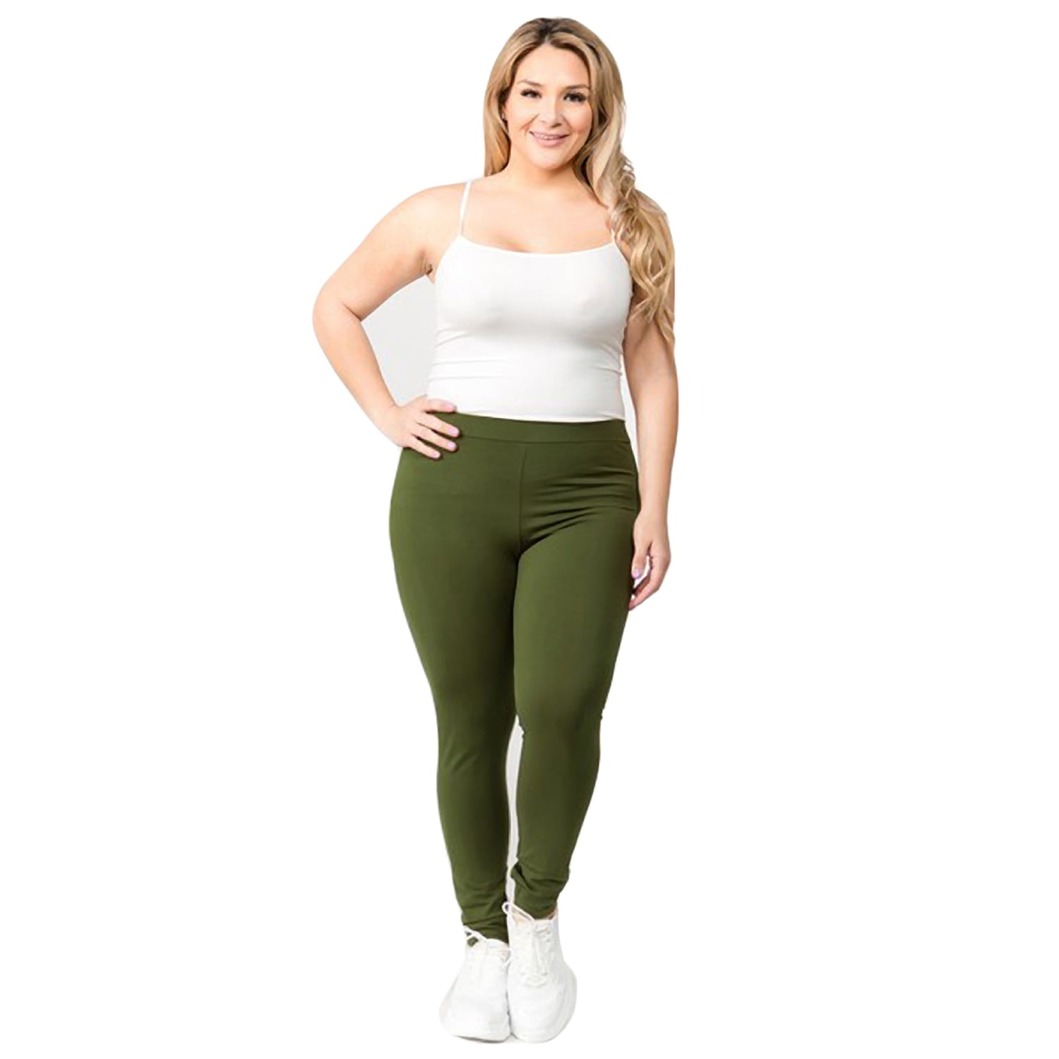 Women s Stretchy Basic Pima Cotton High Rise Leggings Plus Size