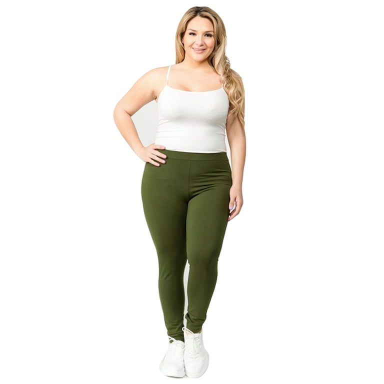 Women s Stretchy Basic Pima Cotton High Rise Leggings Plus Size
