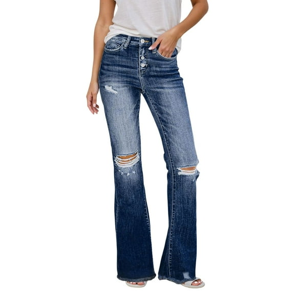 Women's Stretchy Bootcut Jeans Comfortable Casual Denim Pants For Everyday Wear Vacation Outfits Flared Leg Trousers
