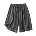 thumbnail image 1 of Women's Stretchy Casual Summer Shorts Capri Pants Spring Fall Loose High Waisted Short with Pockets M-2XL, 1 of 3