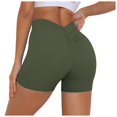 thumbnail image 1 of Women's Stretchy Casual Summer Shorts Grinding V Waist Fold Pure Color Peach Yoga Sports Pants Loose High Waisted Short S-XL, 1 of 9