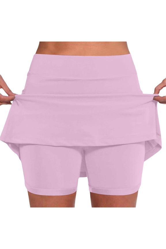 Women's Stretchy Casual Summer Shorts Skorts Mid Waist Skort Active Skirt Loose High Waisted Short with Pockets S-5XL