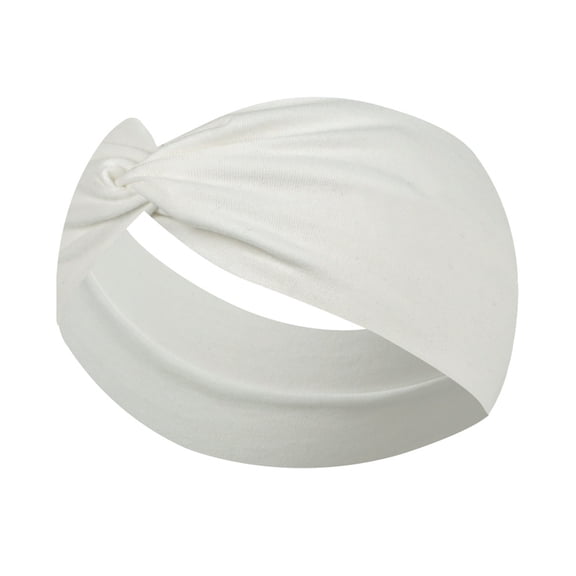 Women’s Stretchy Cotton Twist Headband, Soft Non-Slip Hair Band for Yoga, Workout, Running, Fashion & Daily Wear #01White