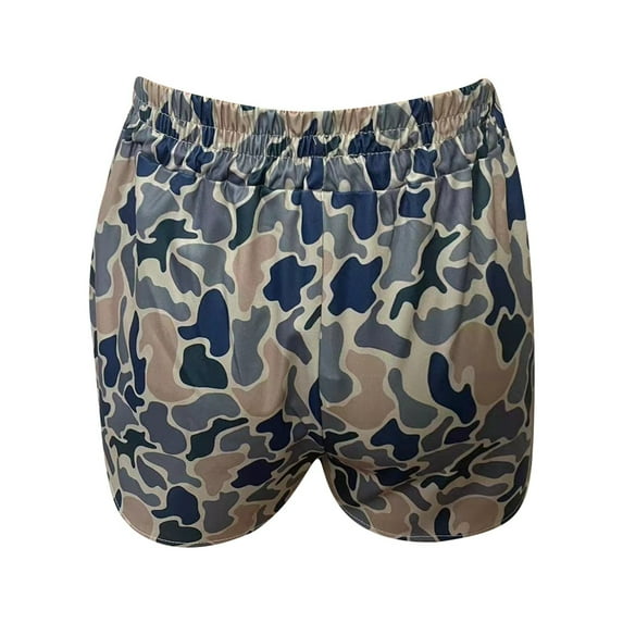 Women's Stretchy Denim Bermuda Shorts Elastic Waist Digital Print Loose High Waisted Short S-2XL