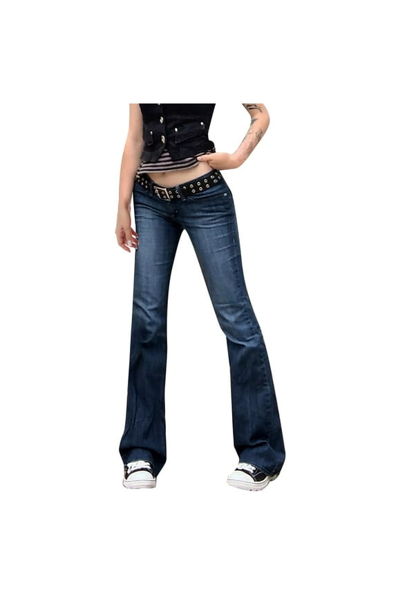 Women's Stretchy Denim Pants - Distressed, Lifting, Pockets, Polyester Blend, Full Length, S-XXL
