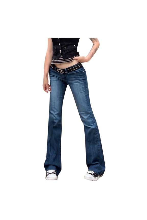 Women's Stretchy Denim Pants - Distressed, Lifting, Pockets, Polyester Blend, Full Length, S-XXL