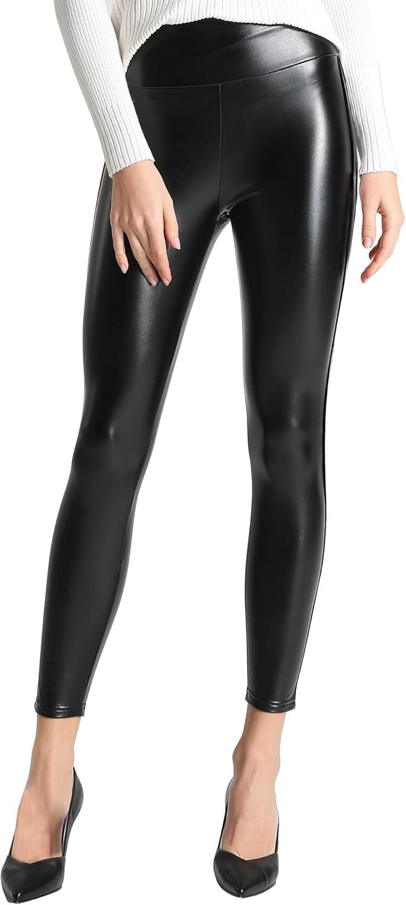 Women's Stretchy Faux Leather Leggings Pants, Sexy High Waisted