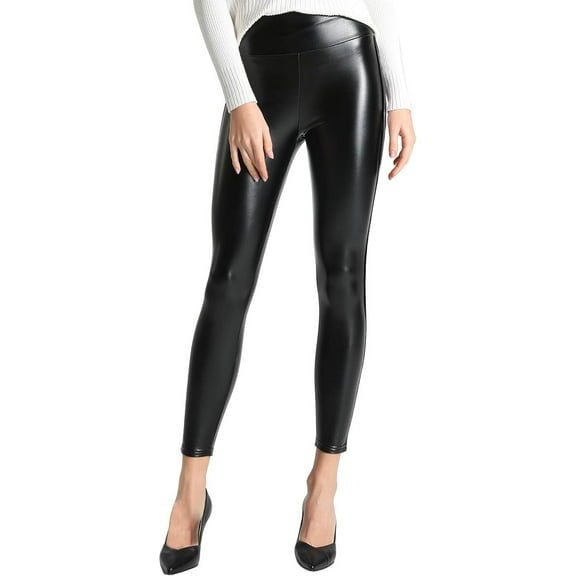 Women's Stretchy Faux Leather Leggings Pants, Sexy High Waisted Tights