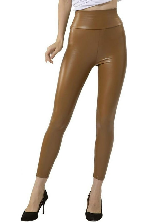Women's Stretchy Faux Leather Leggings Pants, Sexy High Waisted Tights