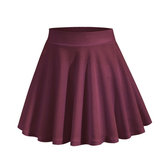 Women's Stretchy Flared Pleated Skater Skirt Tennis School Uniforms a Line Mini Short Skirt Red M
