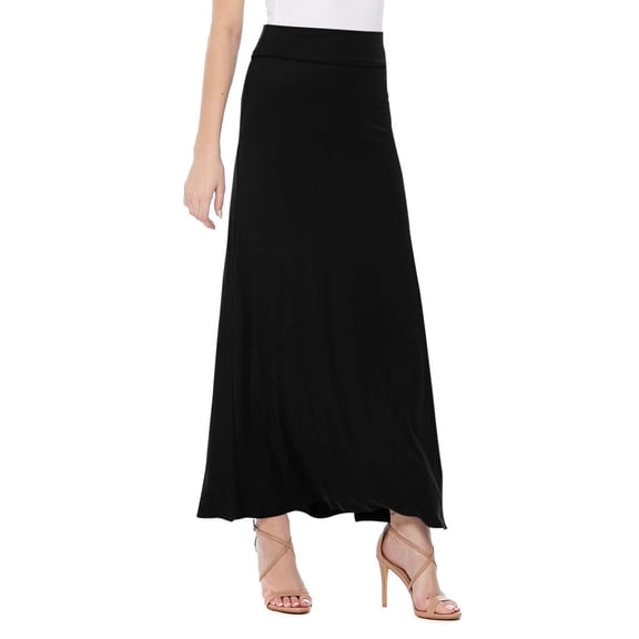 Women's Stretchy Flowy Maxi Skirt with Elastic Waistband for Comfort and Style