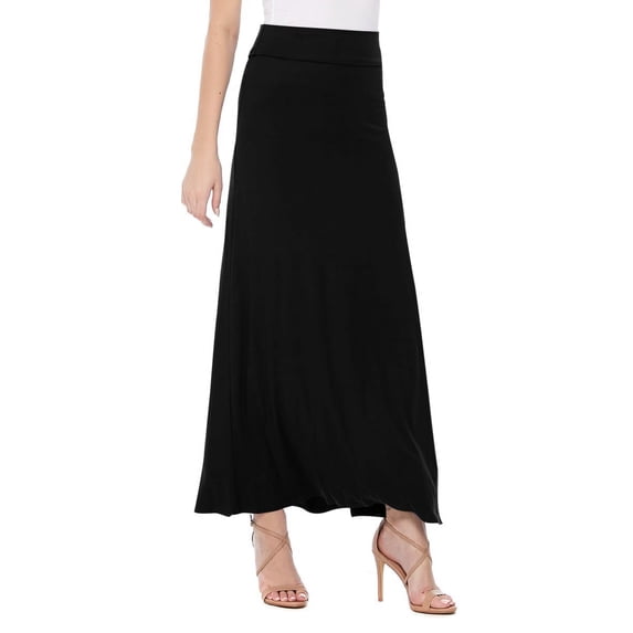 Women's Stretchy Flowy Maxi Skirt with Elastic Waistband for Comfort and Style