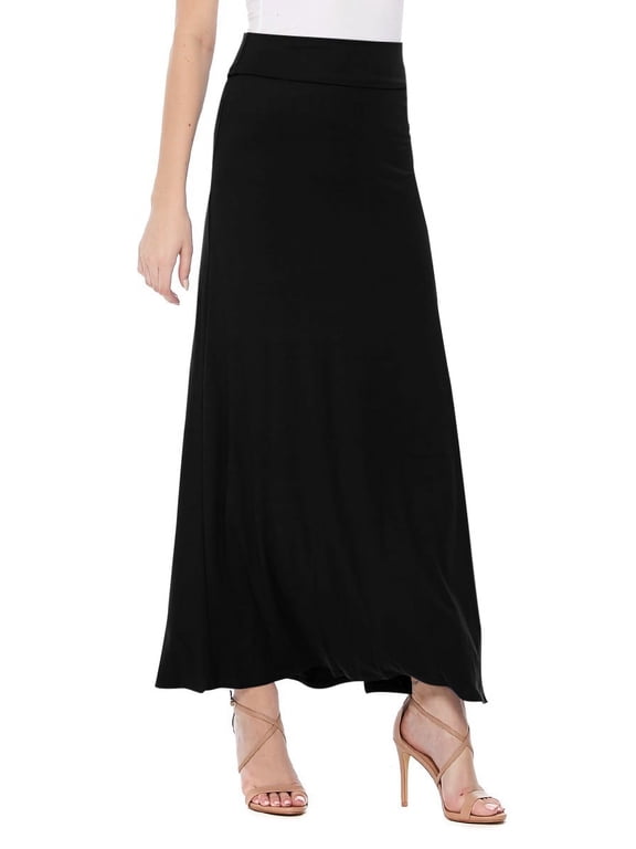 Women's Stretchy Flowy Maxi Skirt with Elastic Waistband for Comfort and Style