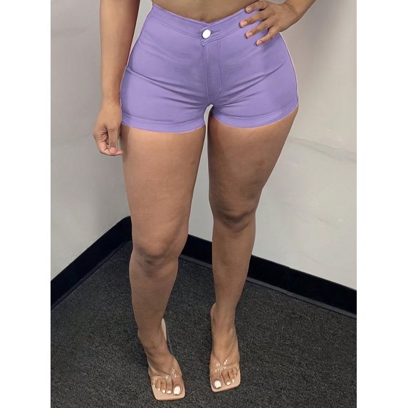 Women's Stretchy High Waist Denim Shorts Slim Fit Washed Simple Design Comfortable Versatile